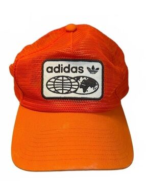 Adidas Orange Mesh Snapback Trucker Hat with Logo Patch